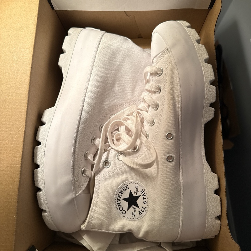 Converse All Star White Platform Sneakers